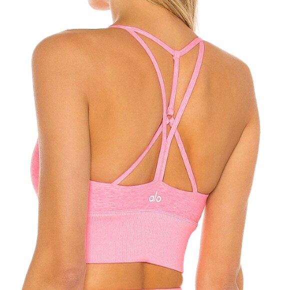 ALO Yoga Other - Alo Yoga Alosoft Lavish Sports Bra Macaron Pink Heather S Strappy Back Soft Yoga